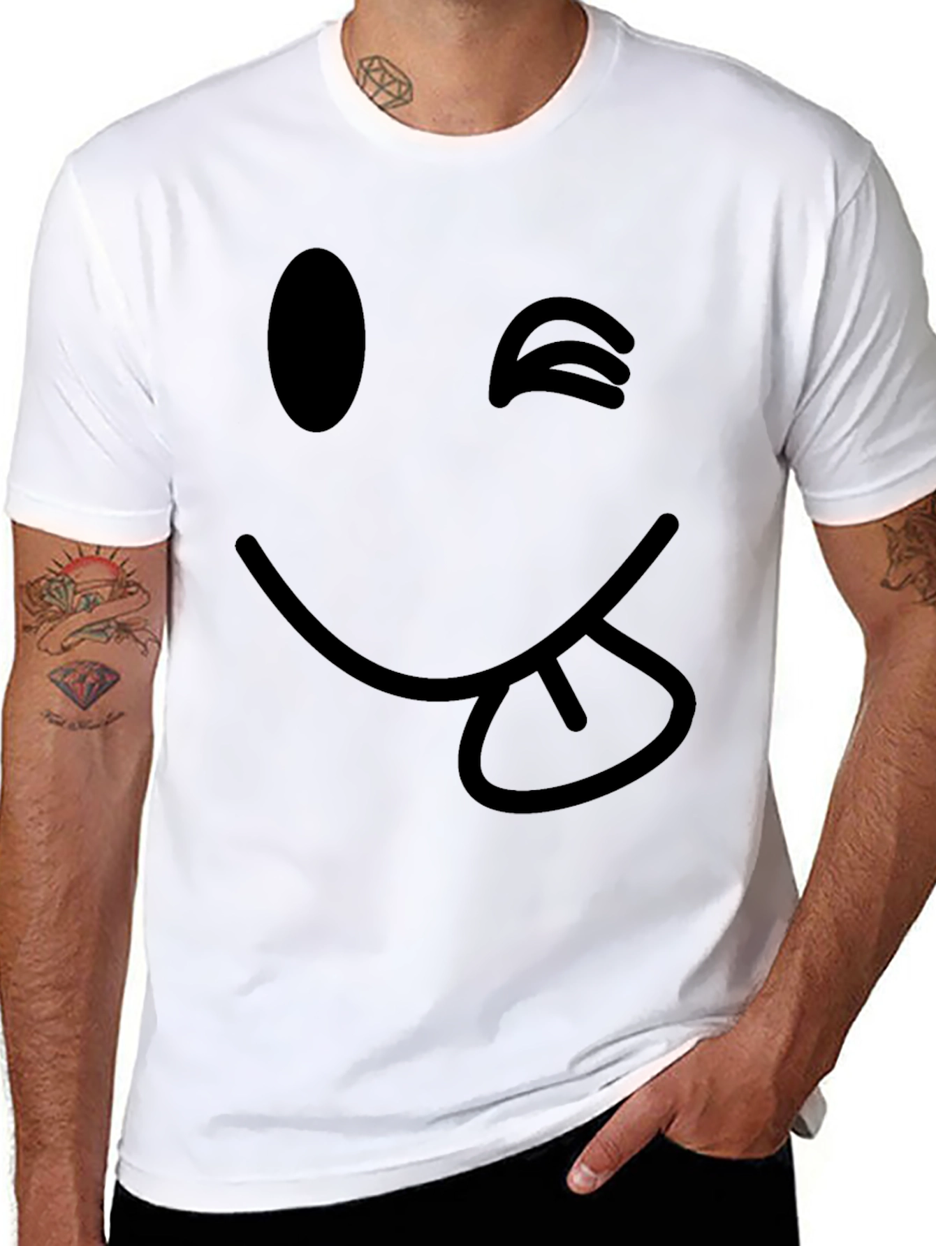 Winking Smiley Face Black T-Shirt