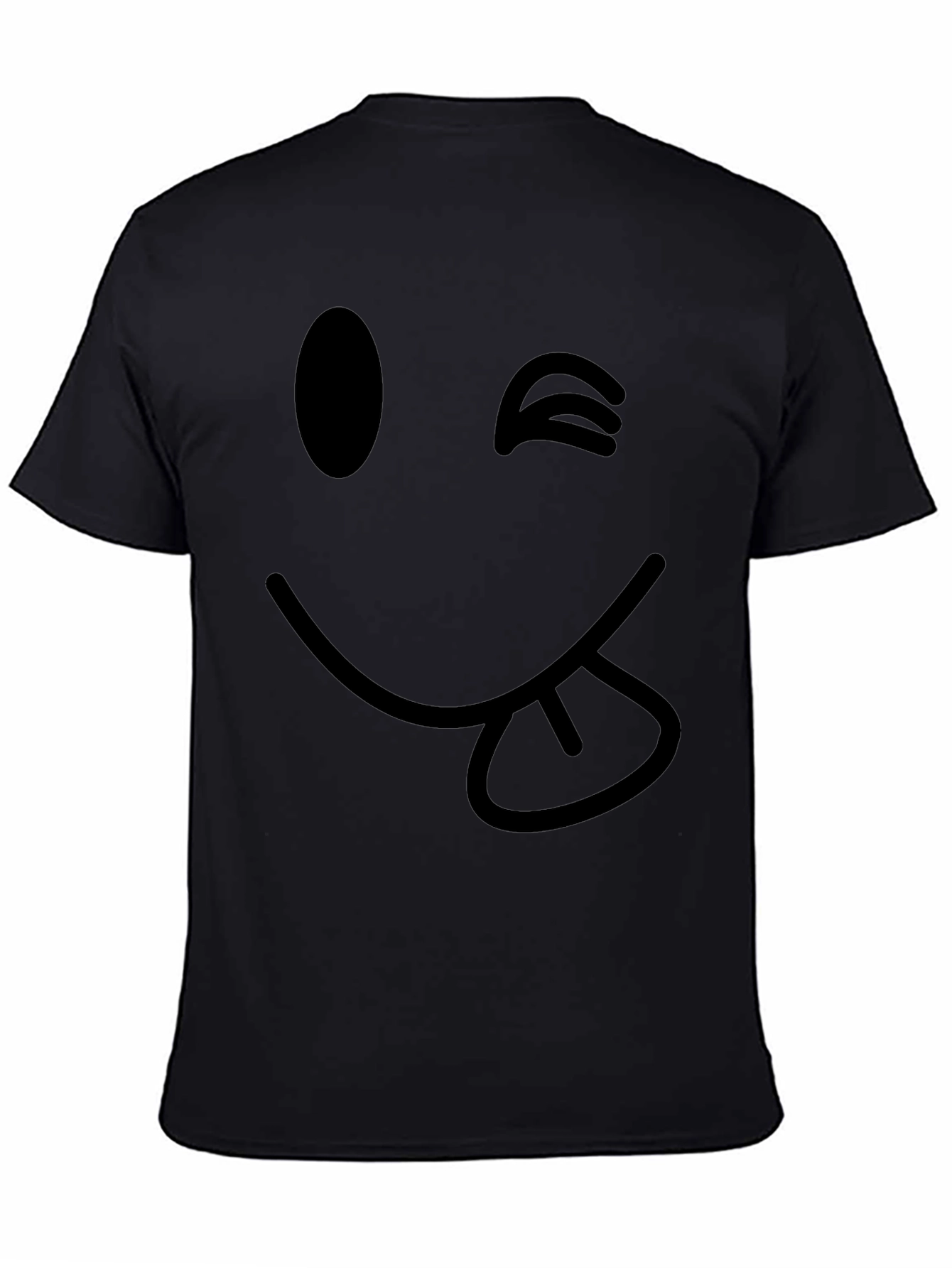 Winking Smiley Face Black T-Shirt