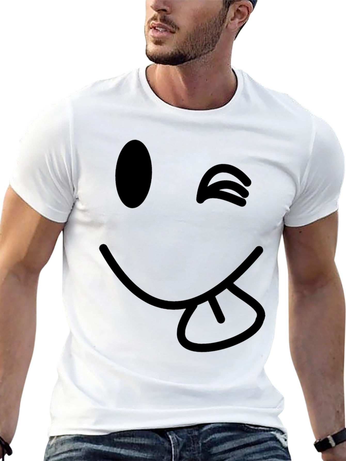 Winking Smiley Face Black T-Shirt