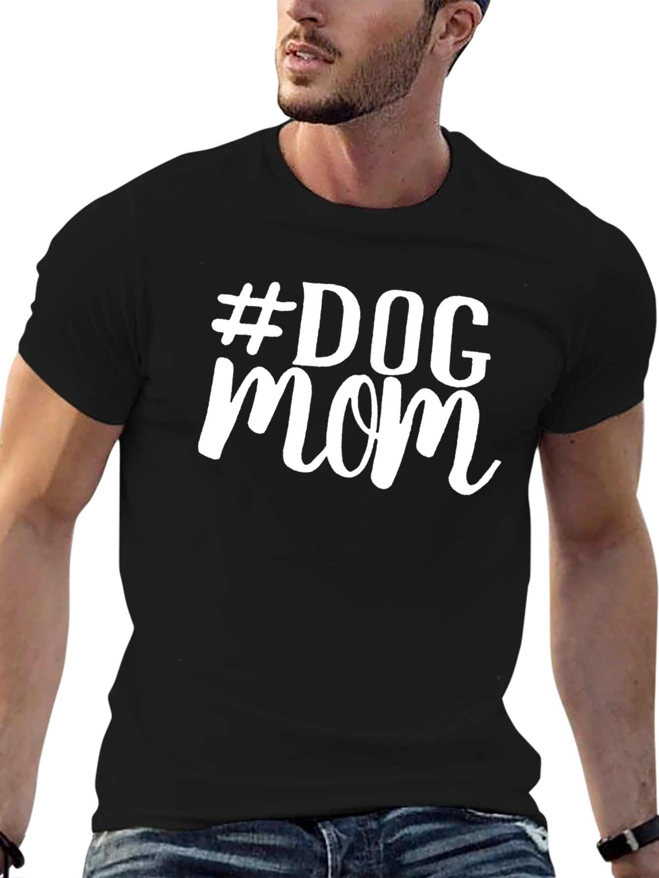 #Dog Mom Black T-Shirt - Stylish Pet Lover Apparel