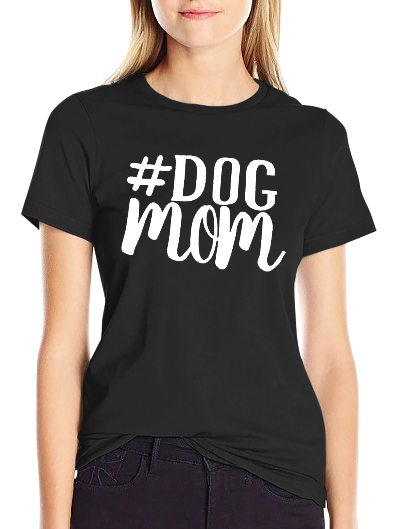 #Dog Mom Black T-Shirt - Stylish Pet Lover Apparel