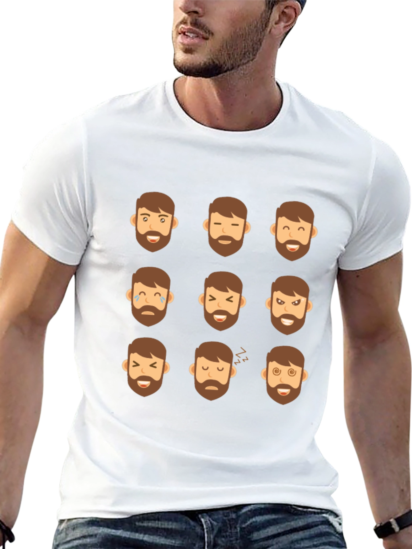Emoji Beard Expressions T-Shirt - Black