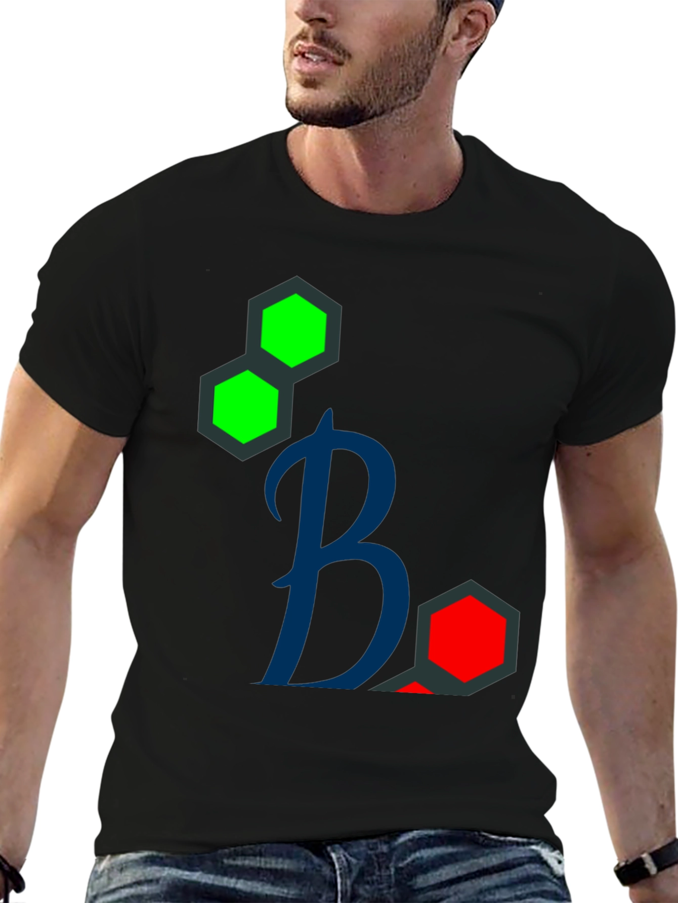 Geometric Design Black T-Shirt