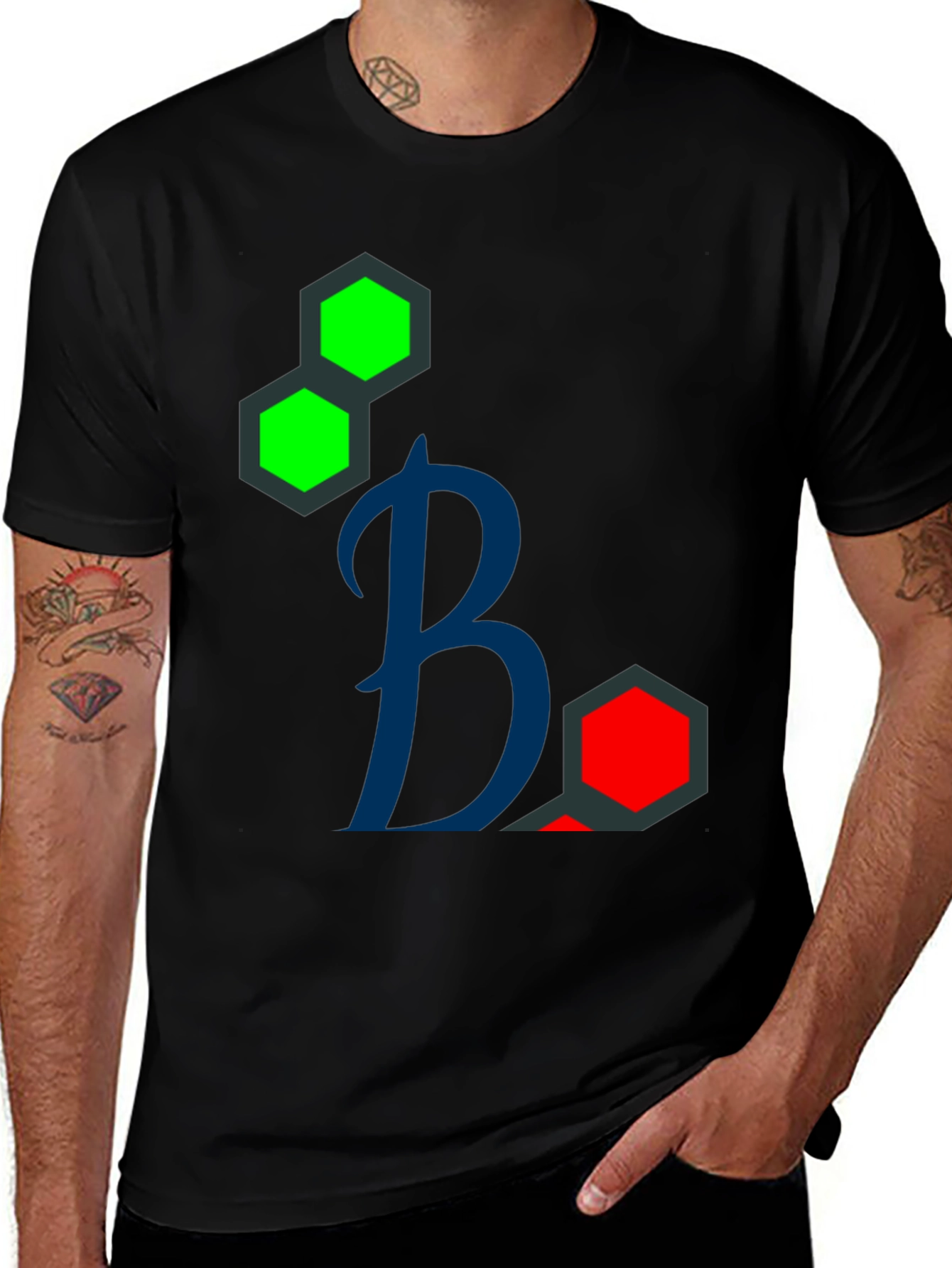 Geometric Design Black T-Shirt