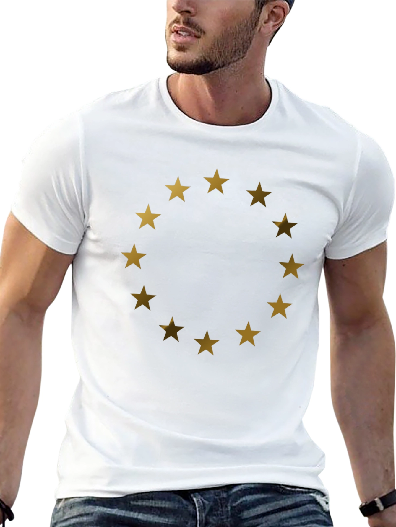 EU Stars Graphic T-Shirt - Black Cotton Tee