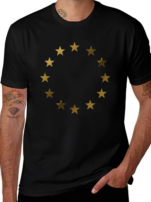 EU Stars Graphic T-Shirt - Black Cotton Tee