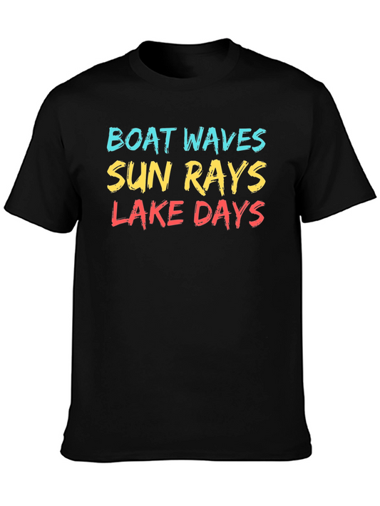 Boat Waves Sun Rays Lake Days T-Shirt
