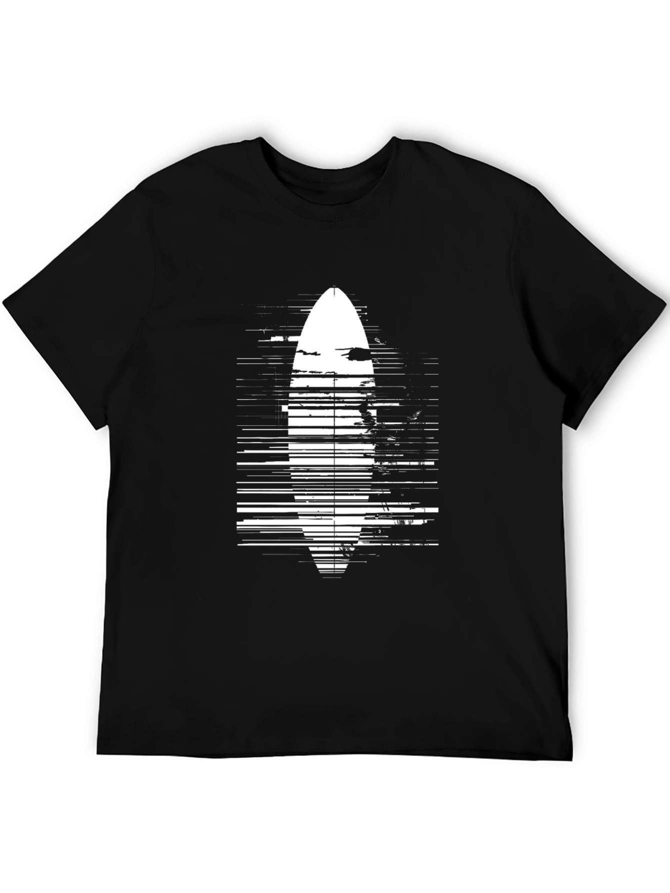 Surfboard Graphic Tee - Black Cotton Casual Shirt
