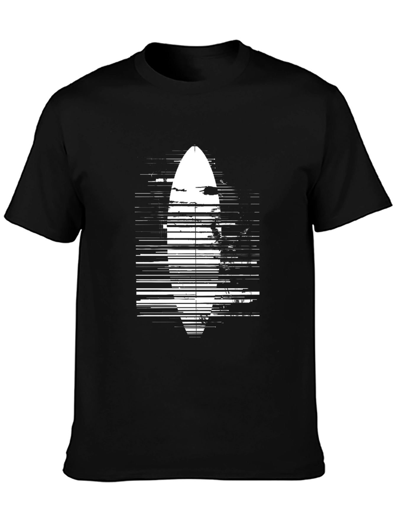 Surfboard Graphic Tee - Black Cotton Casual Shirt
