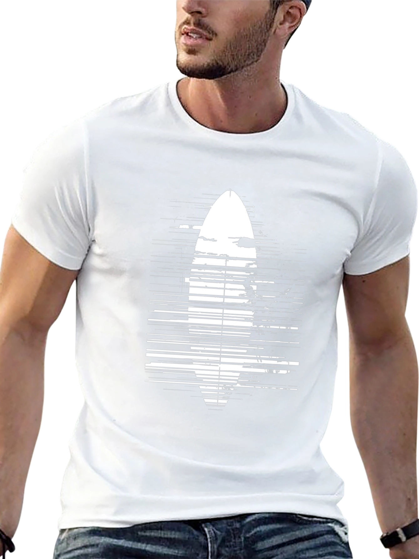 Surfboard Graphic Tee - Black Cotton Casual Shirt
