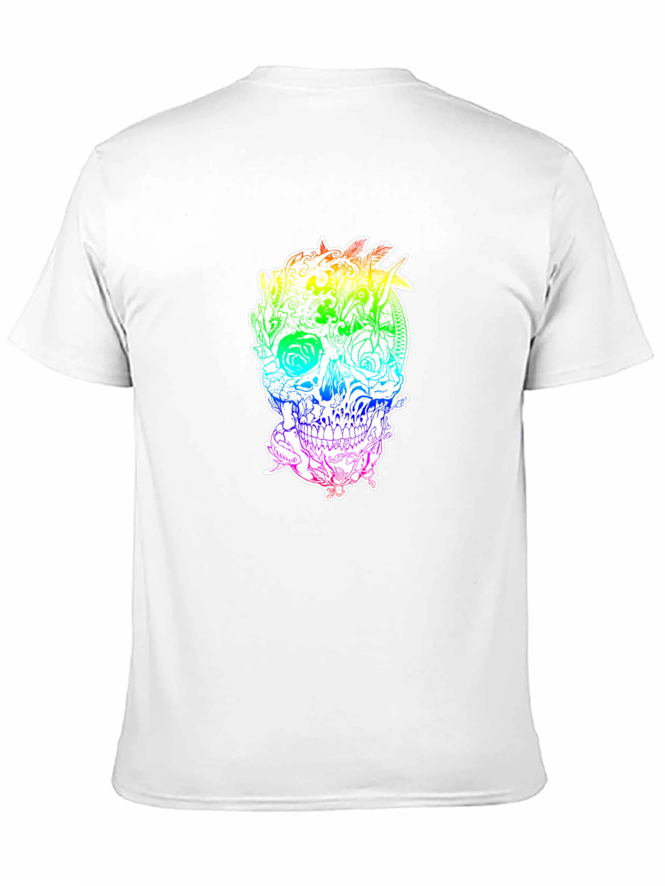 Rainbow Floral Skull Graphic Tee