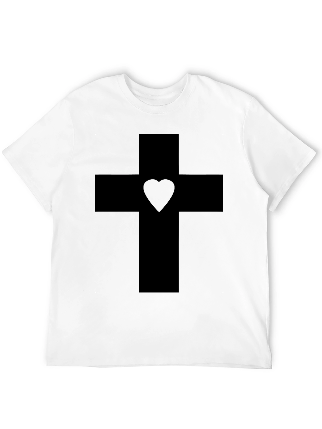 Cross with Heart Graphic Tee - Black Unisex T-Shirt