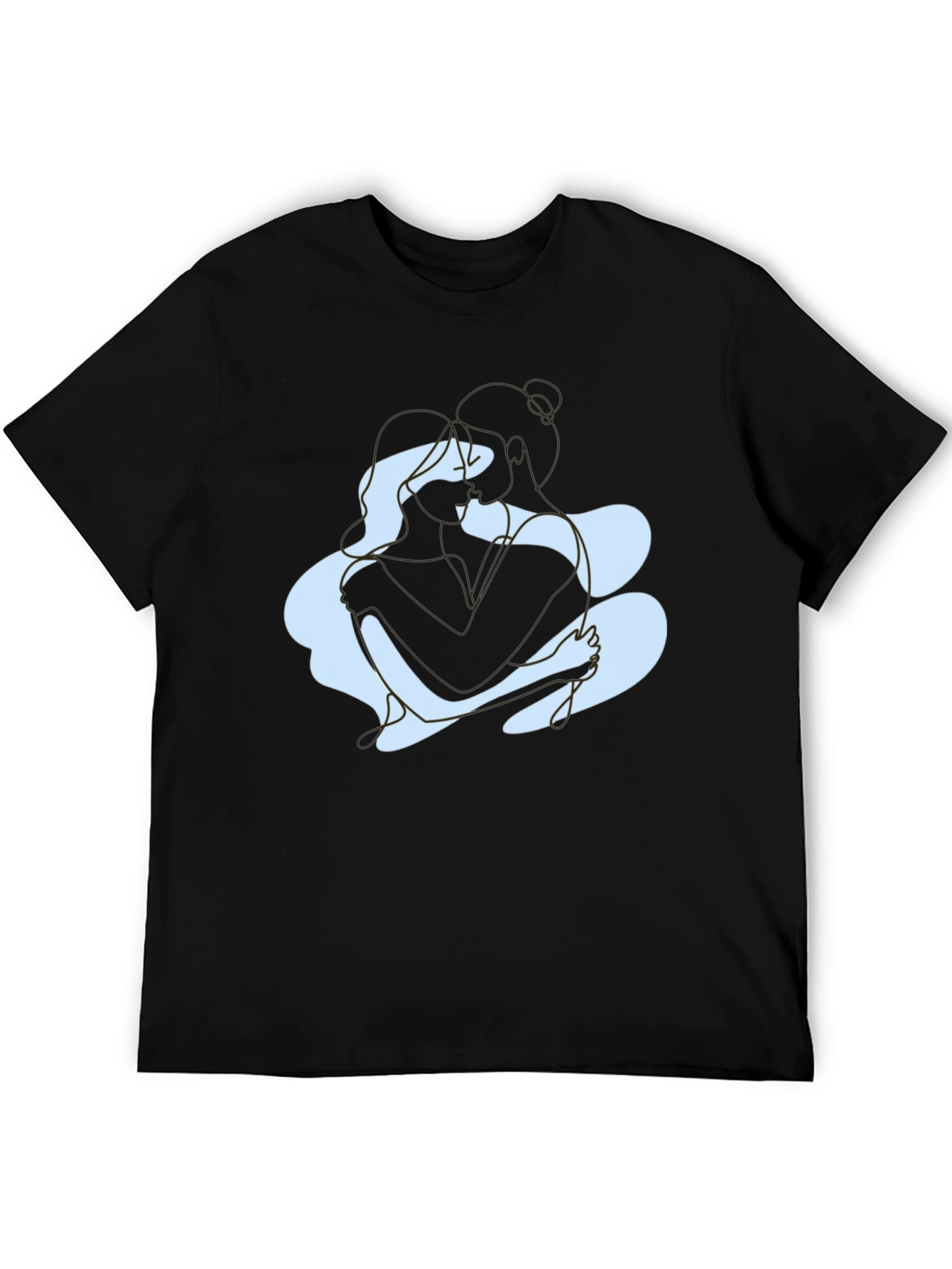 Abstract Couple Embrace Graphic Tee - Black