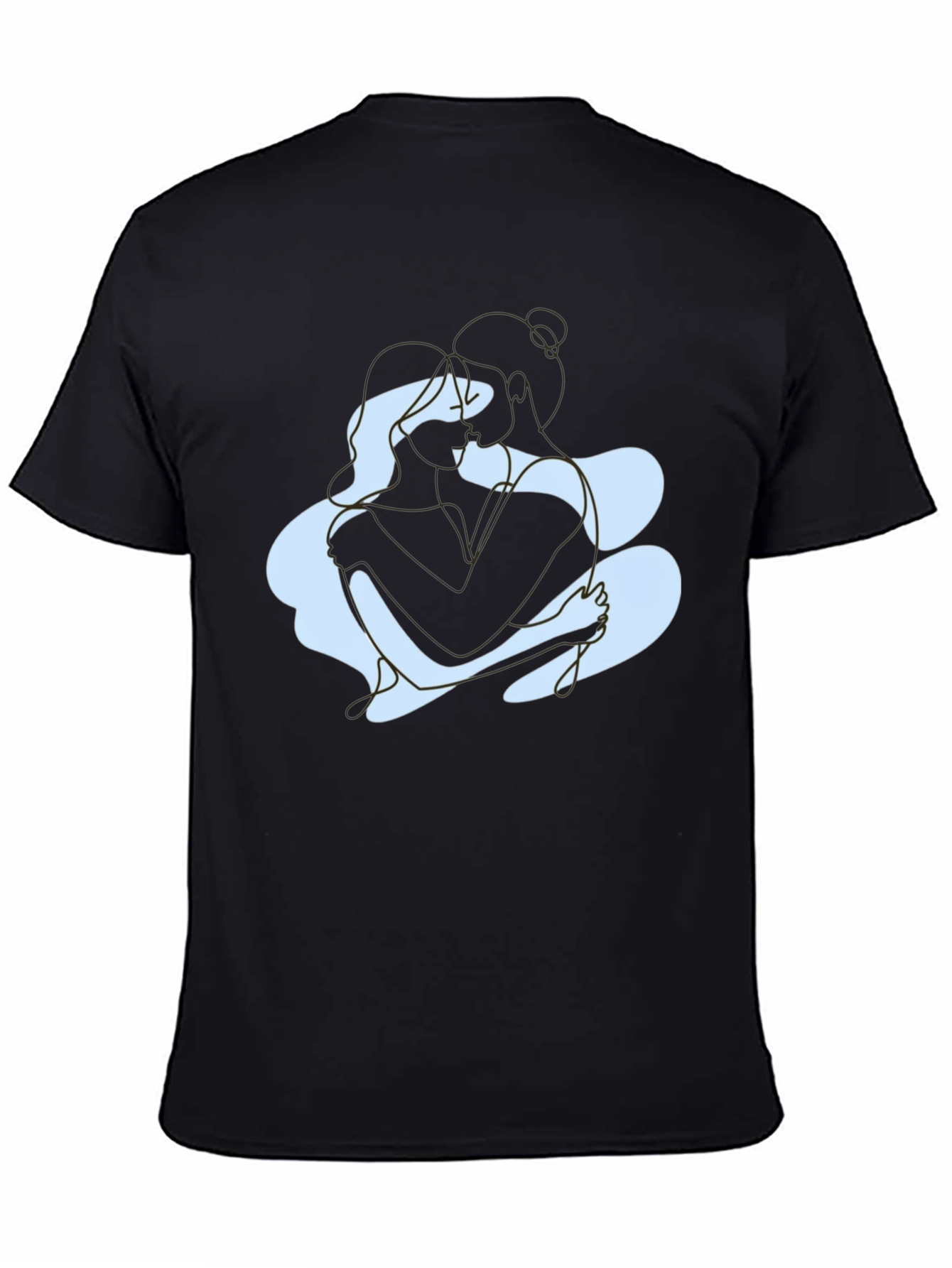 Abstract Couple Embrace Graphic Tee - Black