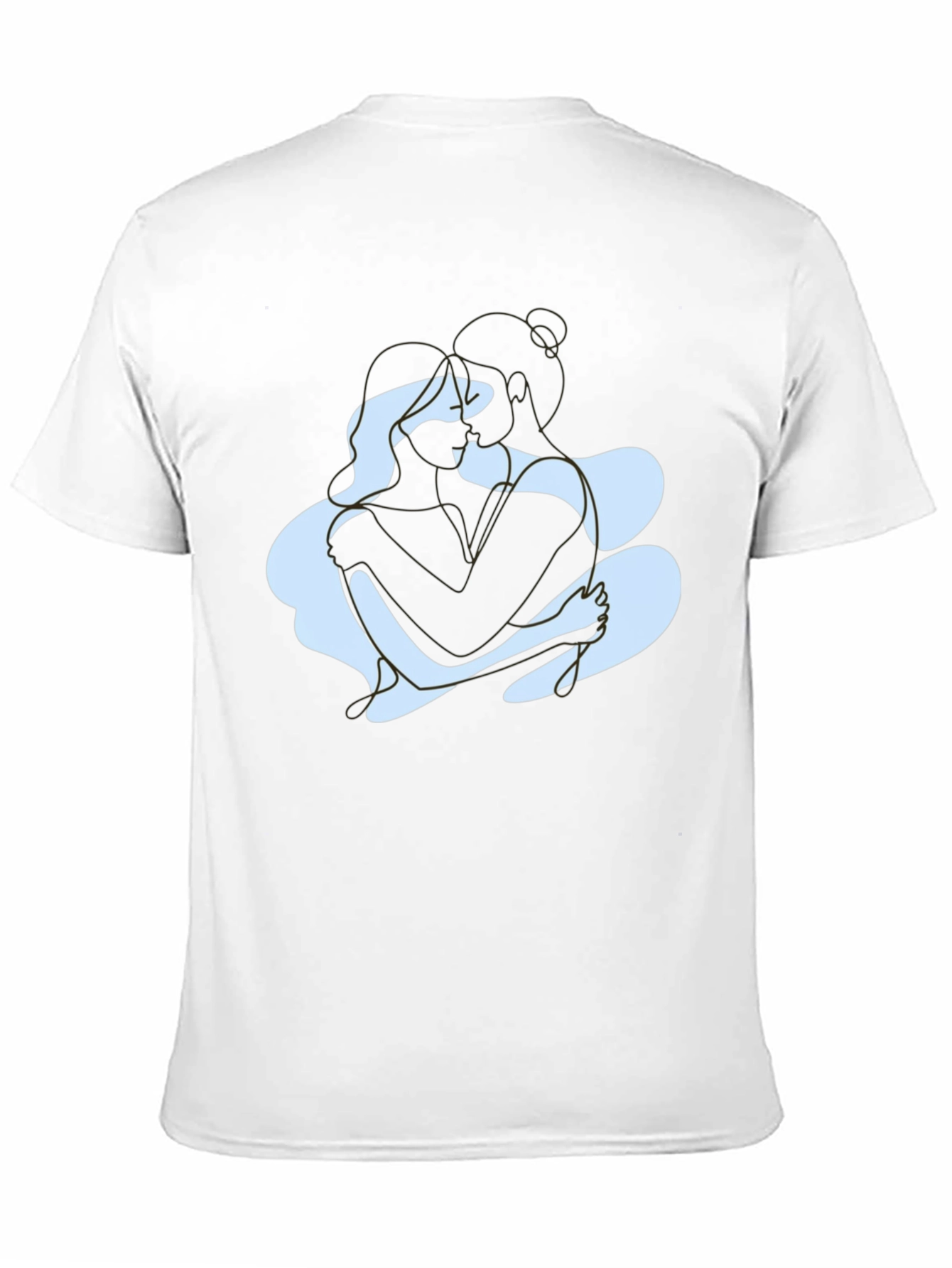 Abstract Couple Embrace Graphic Tee - Black