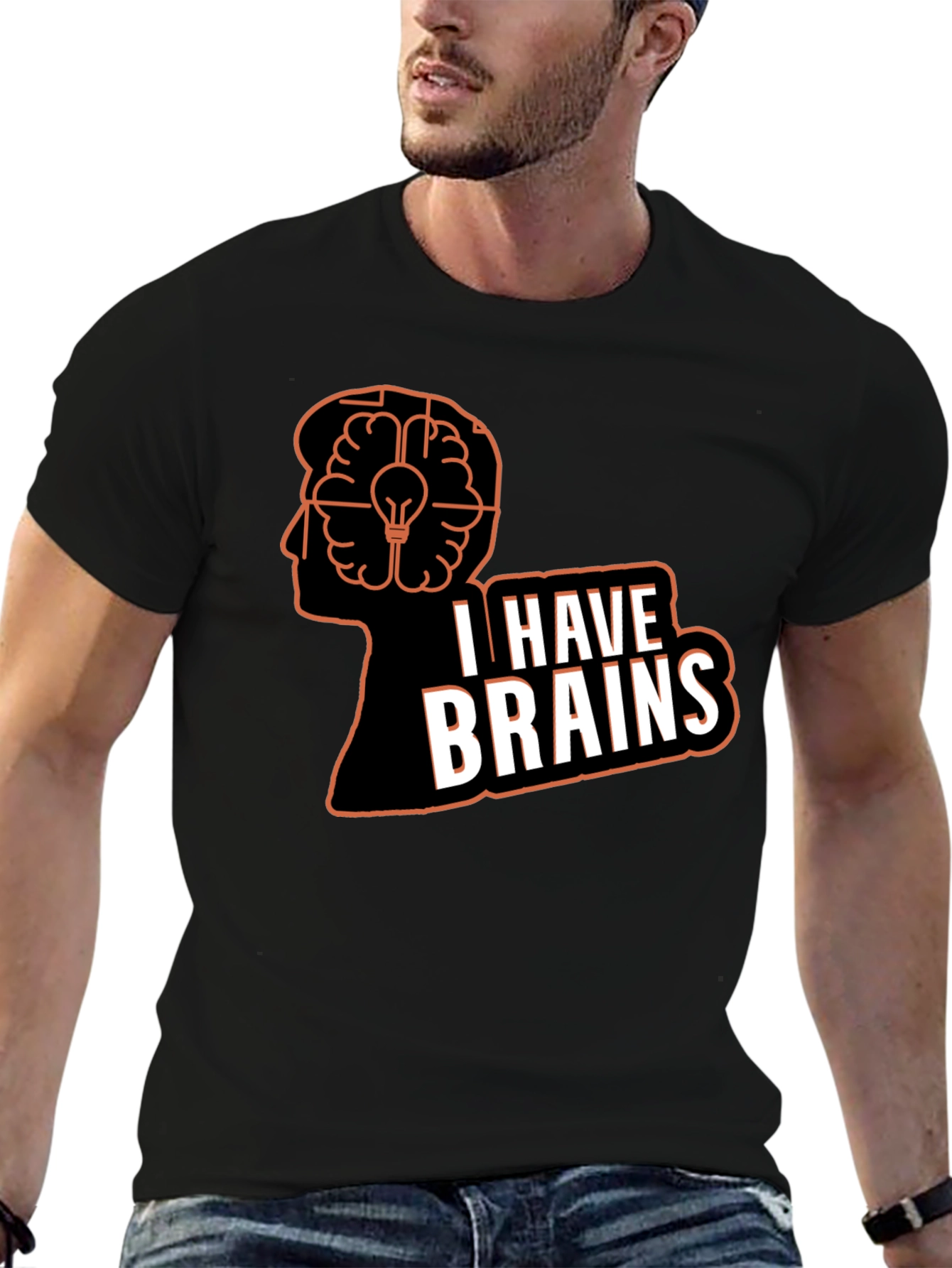 I Have Brains Graphic T-Shirt - Black
