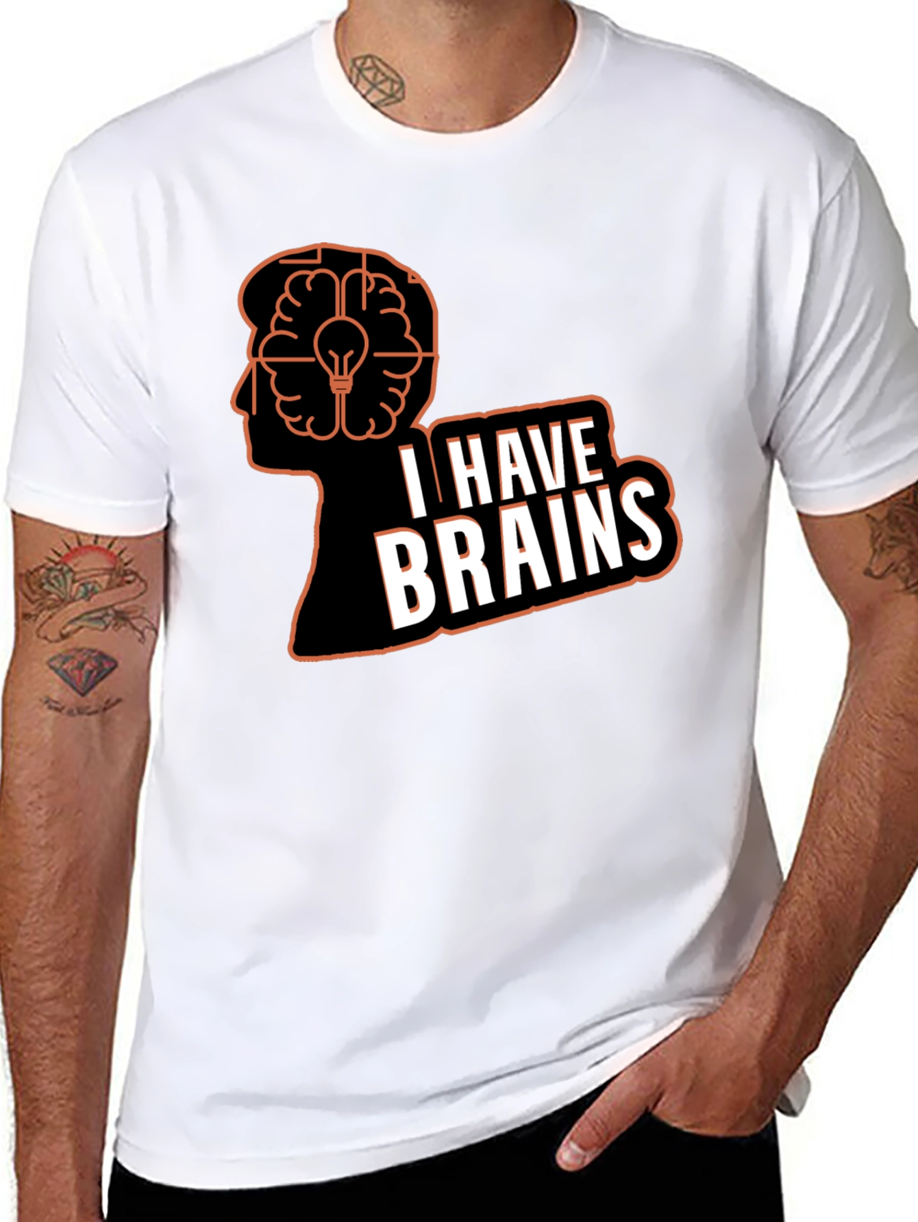 I Have Brains Graphic T-Shirt - Black