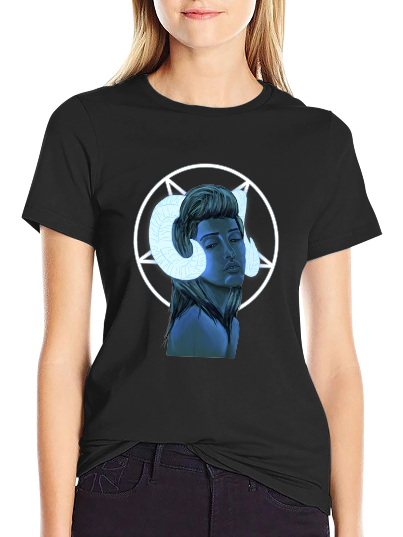 Graphic T-Shirt - Ram Horned Woman Design