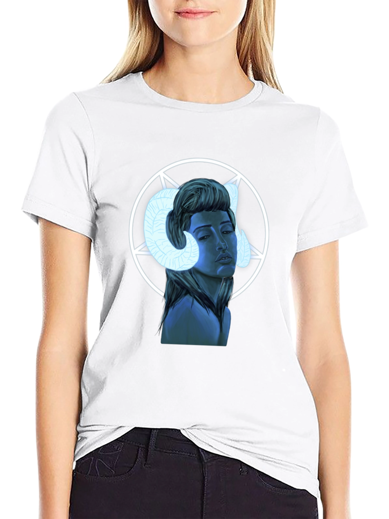 Graphic T-Shirt - Ram Horned Woman Design