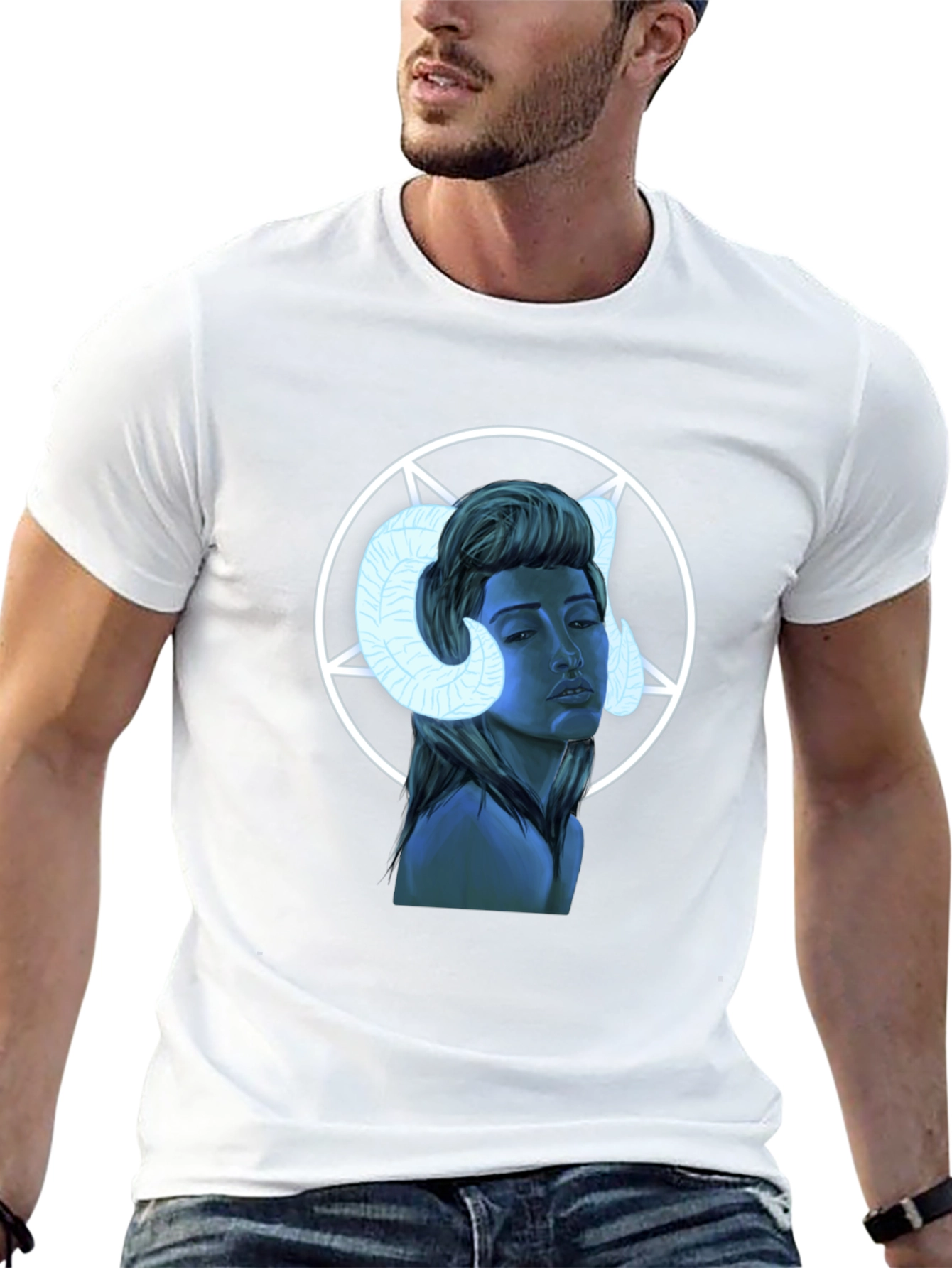 Graphic T-Shirt - Ram Horned Woman Design