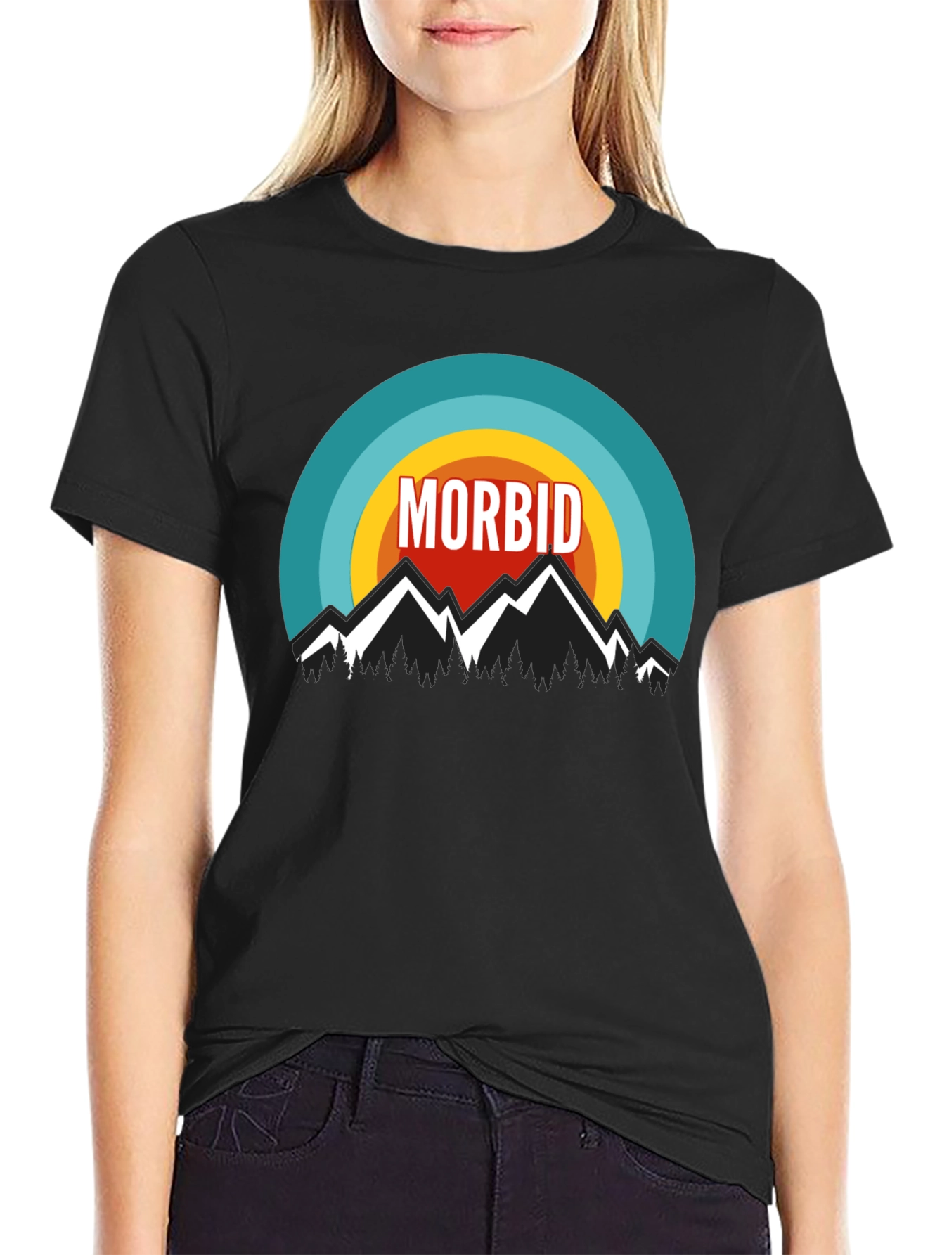 Morbid Mountain Graphic Tee - Black Cotton Blend
