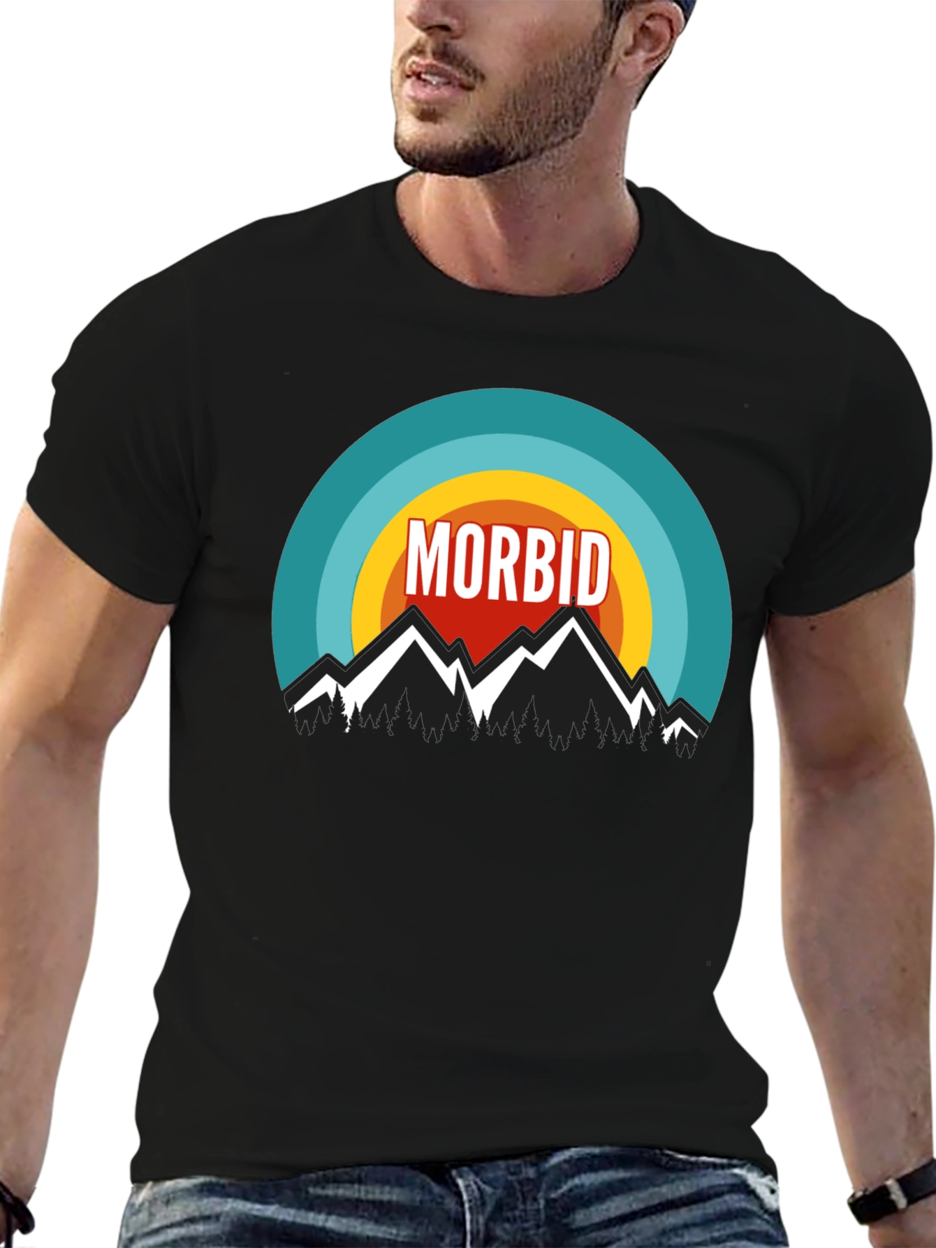Morbid Mountain Graphic Tee - Black Cotton Blend