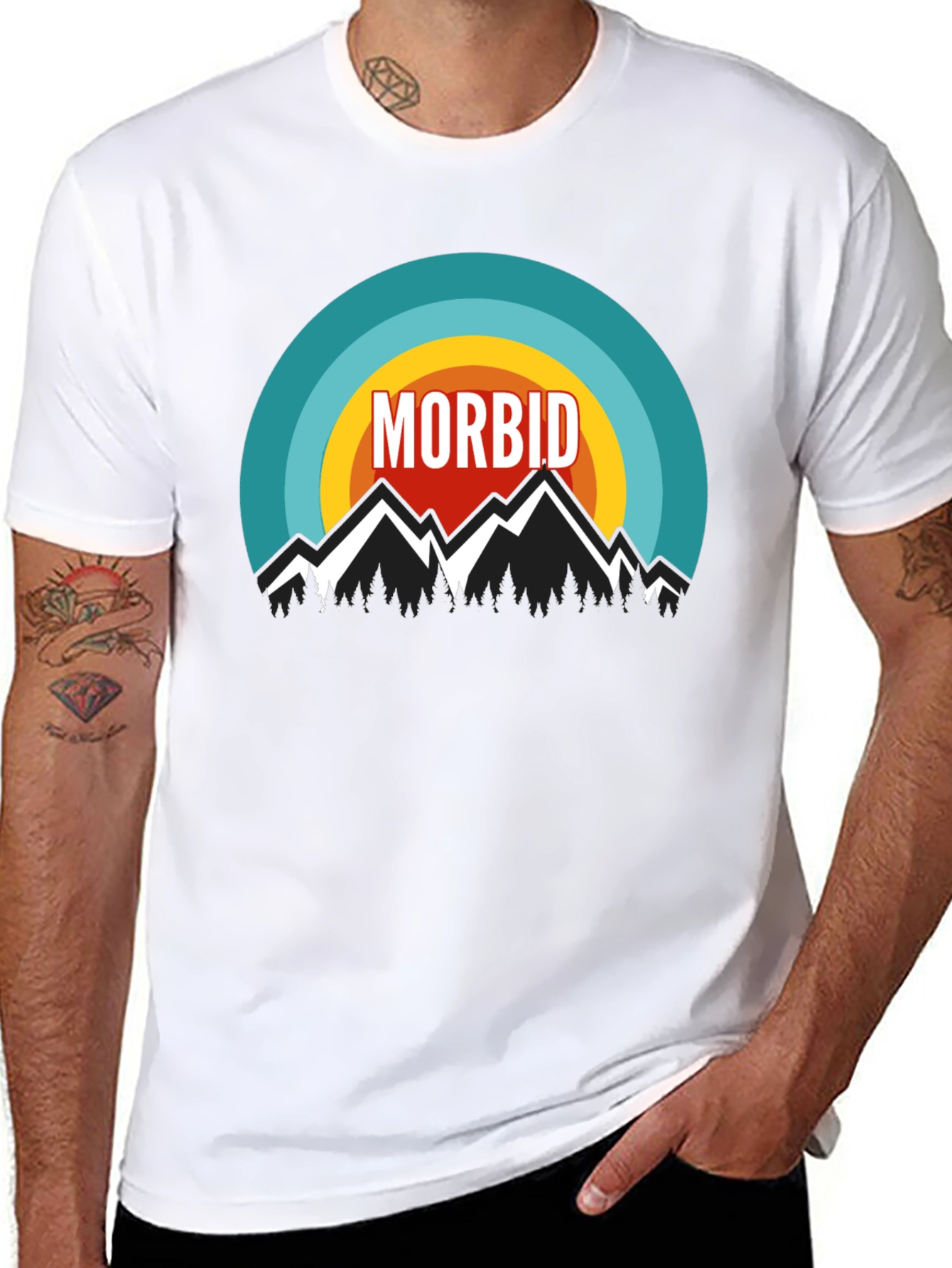 Morbid Mountain Graphic Tee - Black Cotton Blend