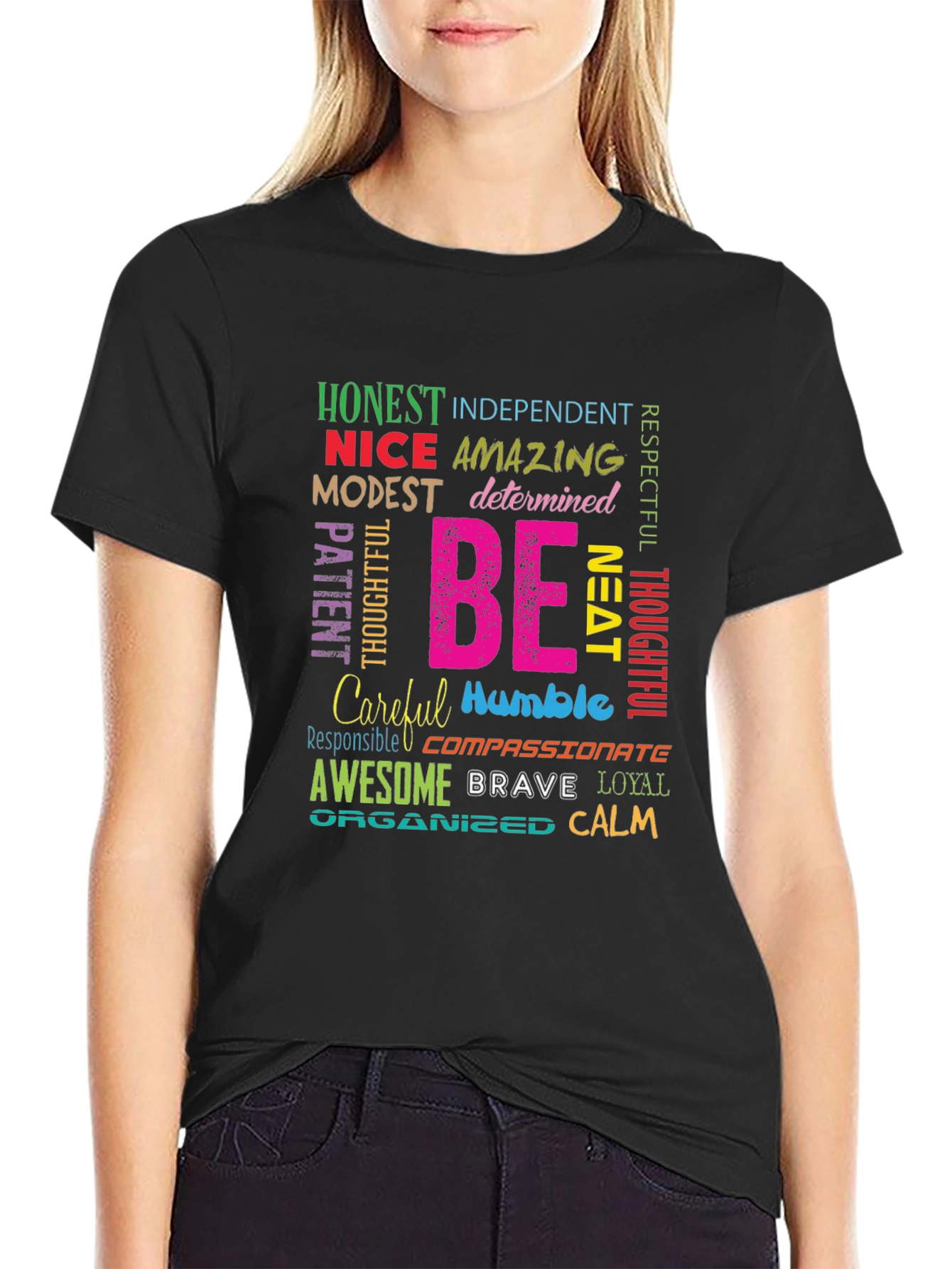 Positive Affirmations Graphic Tee - Be Honest Nice Awesome