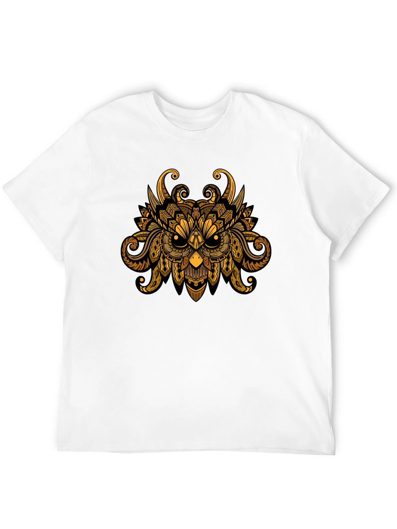 Owl Mandala Graphic Print Black T-Shirt