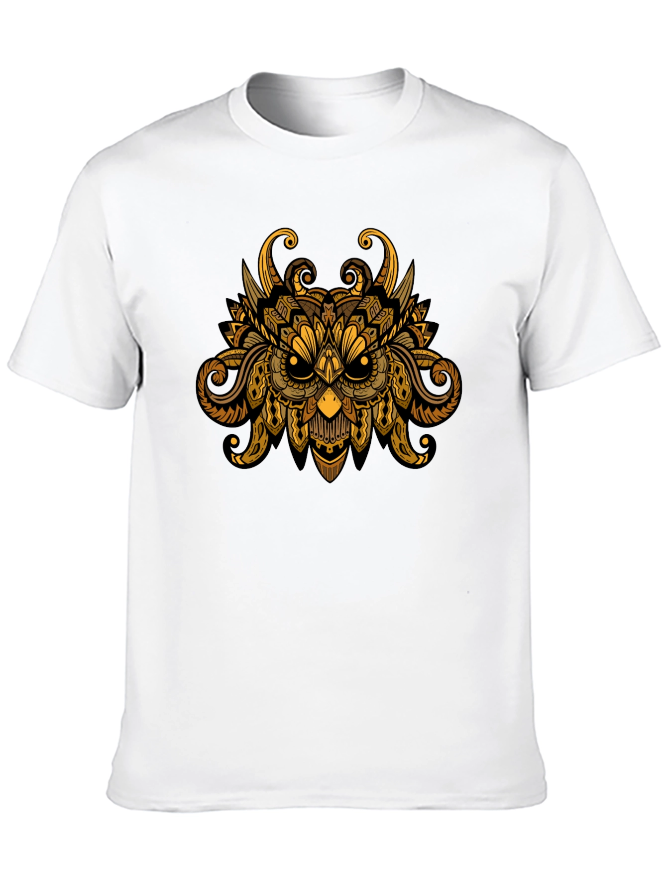 Owl Mandala Graphic Print Black T-Shirt
