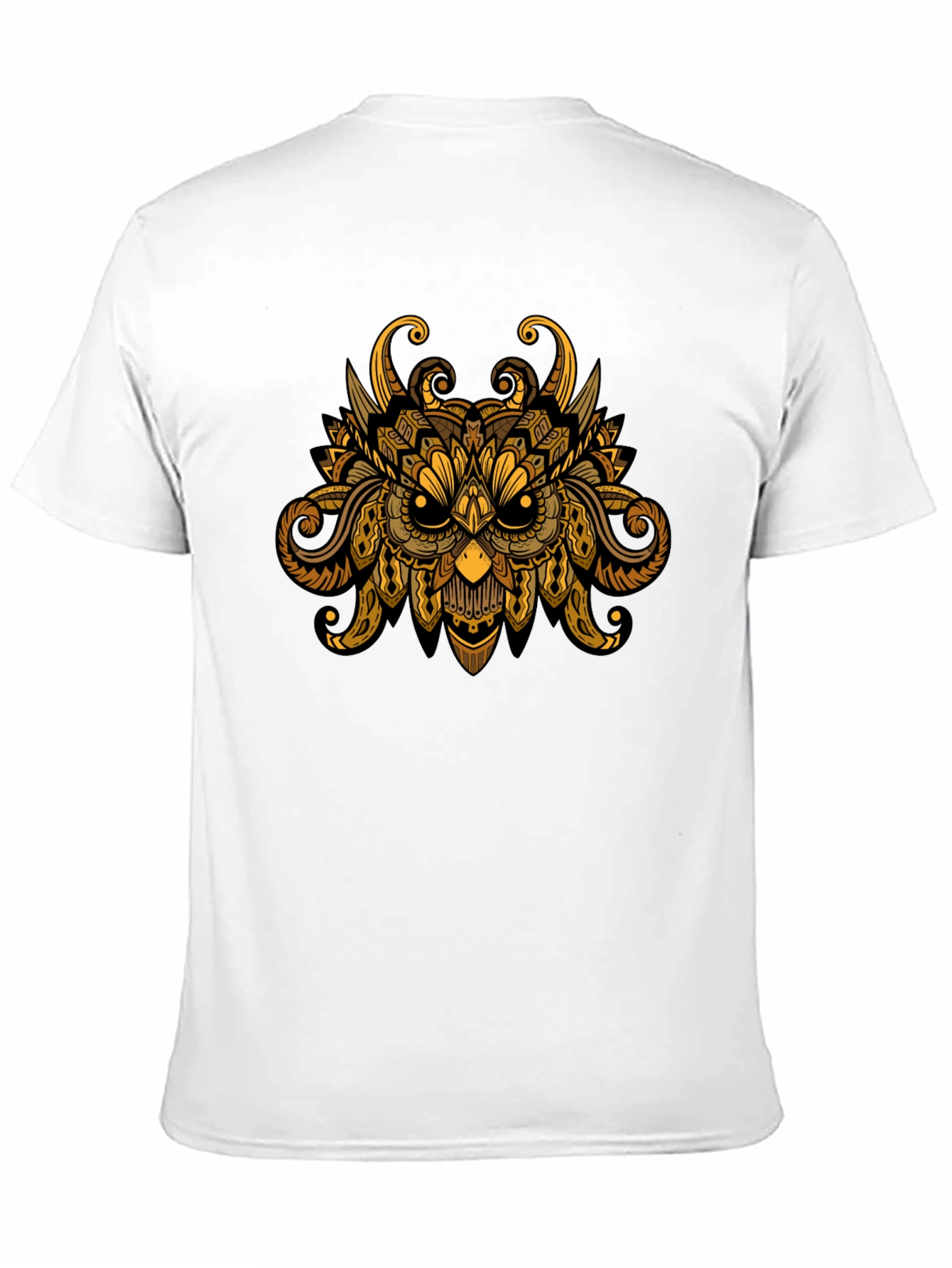 Owl Mandala Graphic Print Black T-Shirt