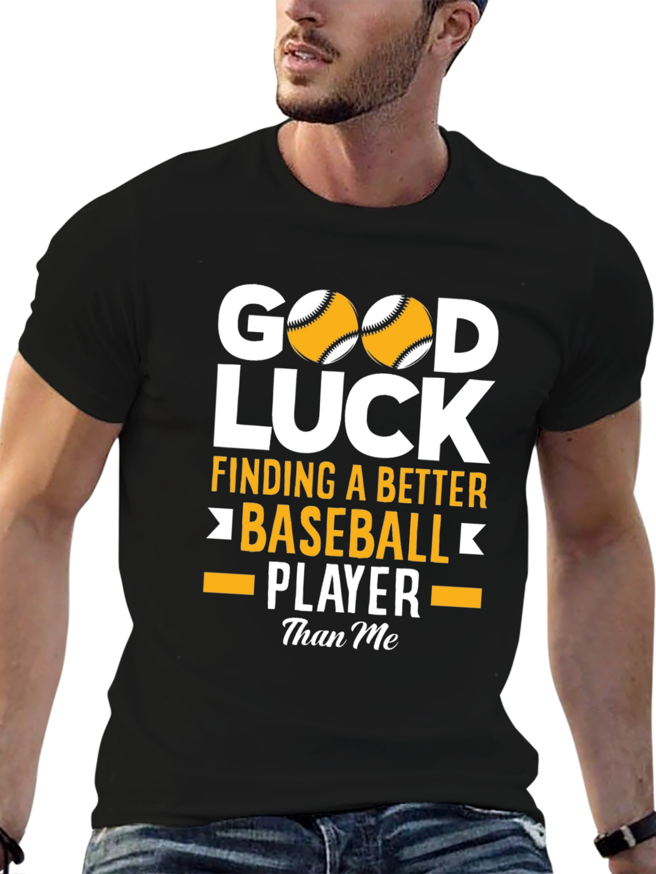 Good Luck Baseball Player Black T-Shirt