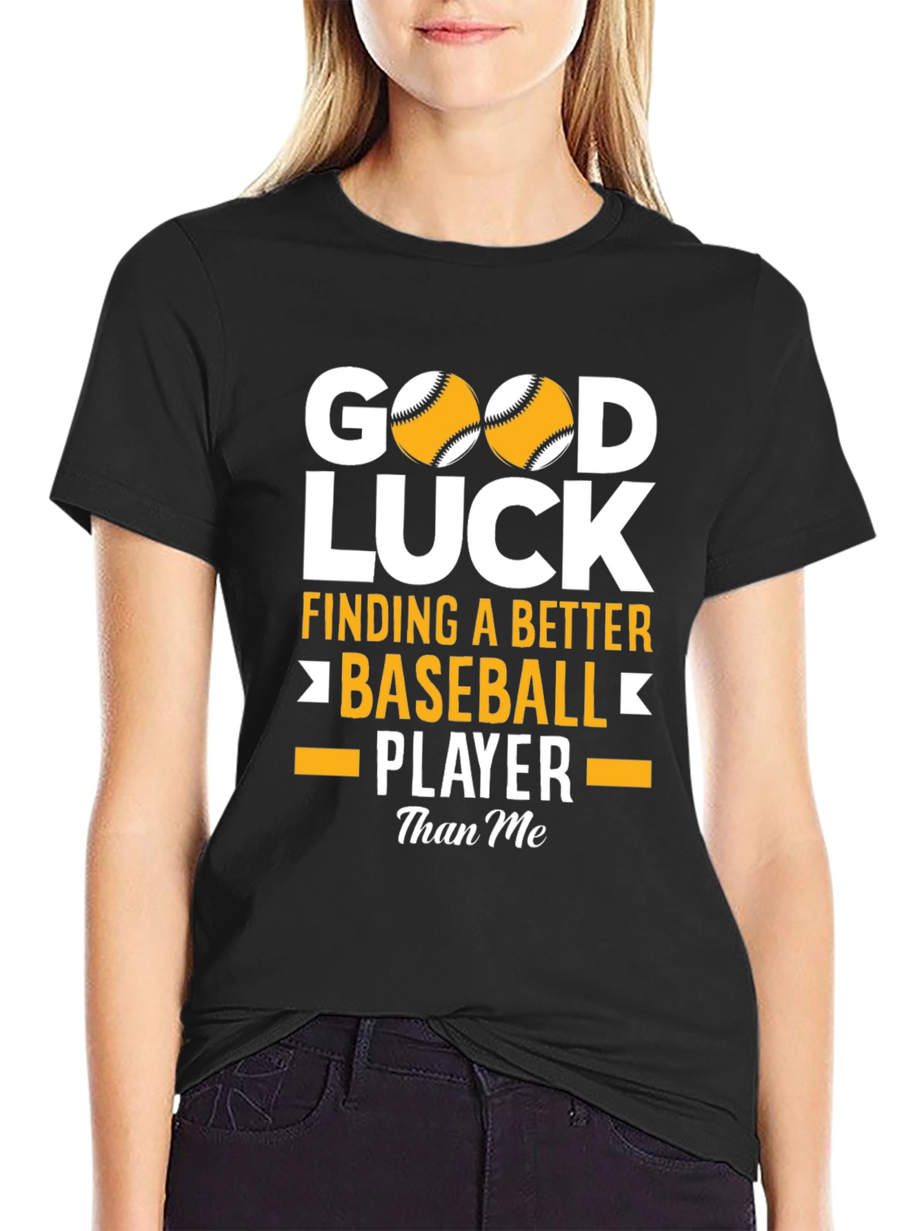 Good Luck Baseball Player Black T-Shirt