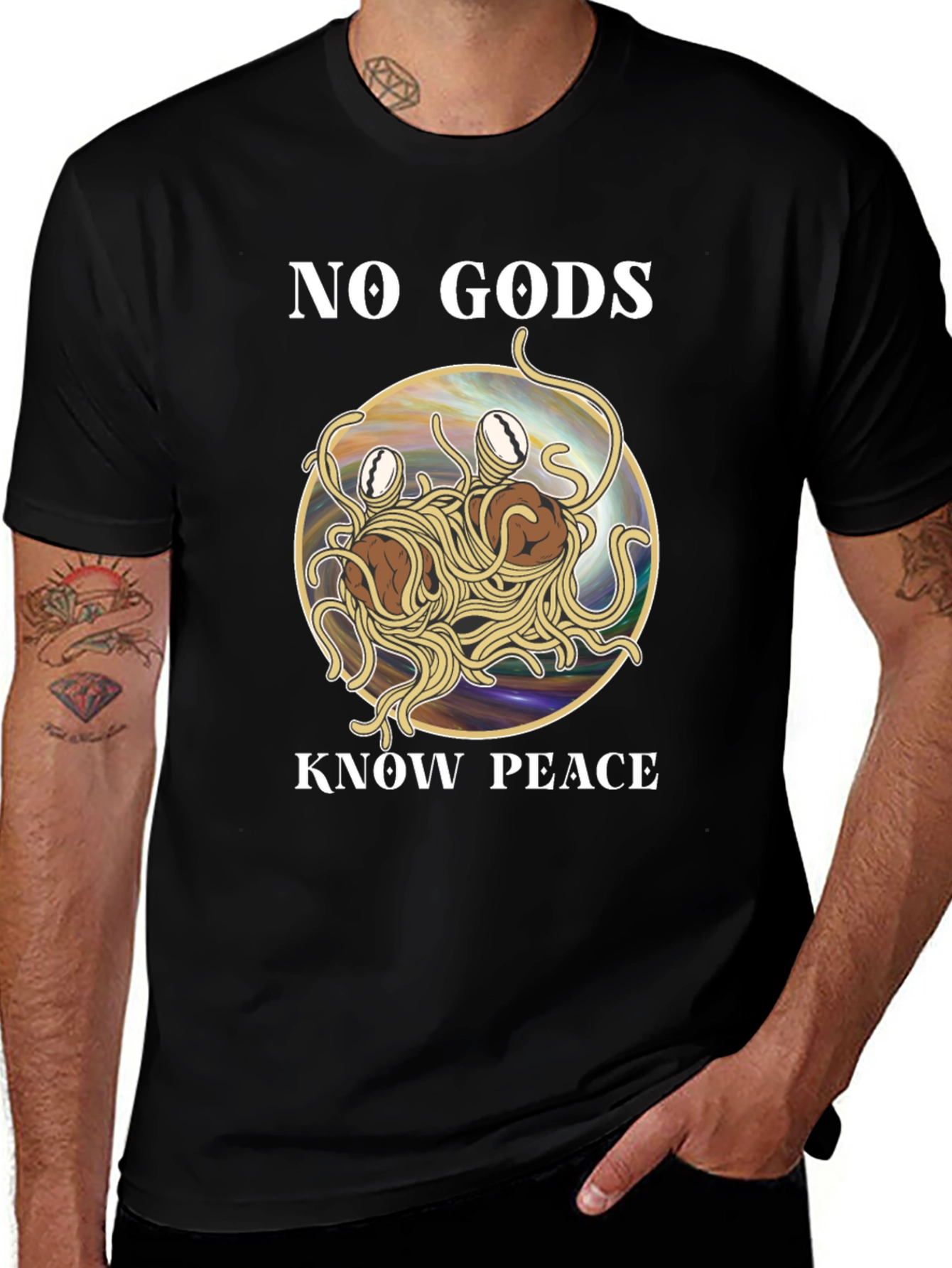 No Gods Know Peace Flying Spaghetti Monster T-Shirt