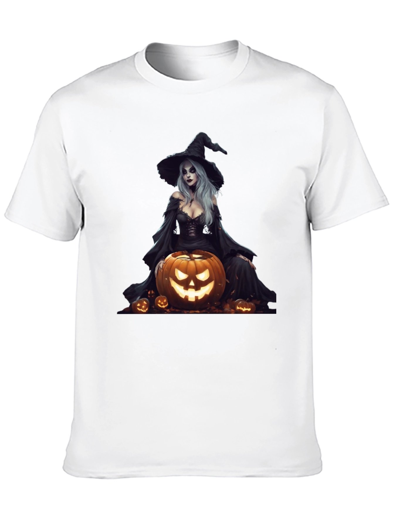 Witch & Pumpkin Graphic Tee - Halloween Shirt