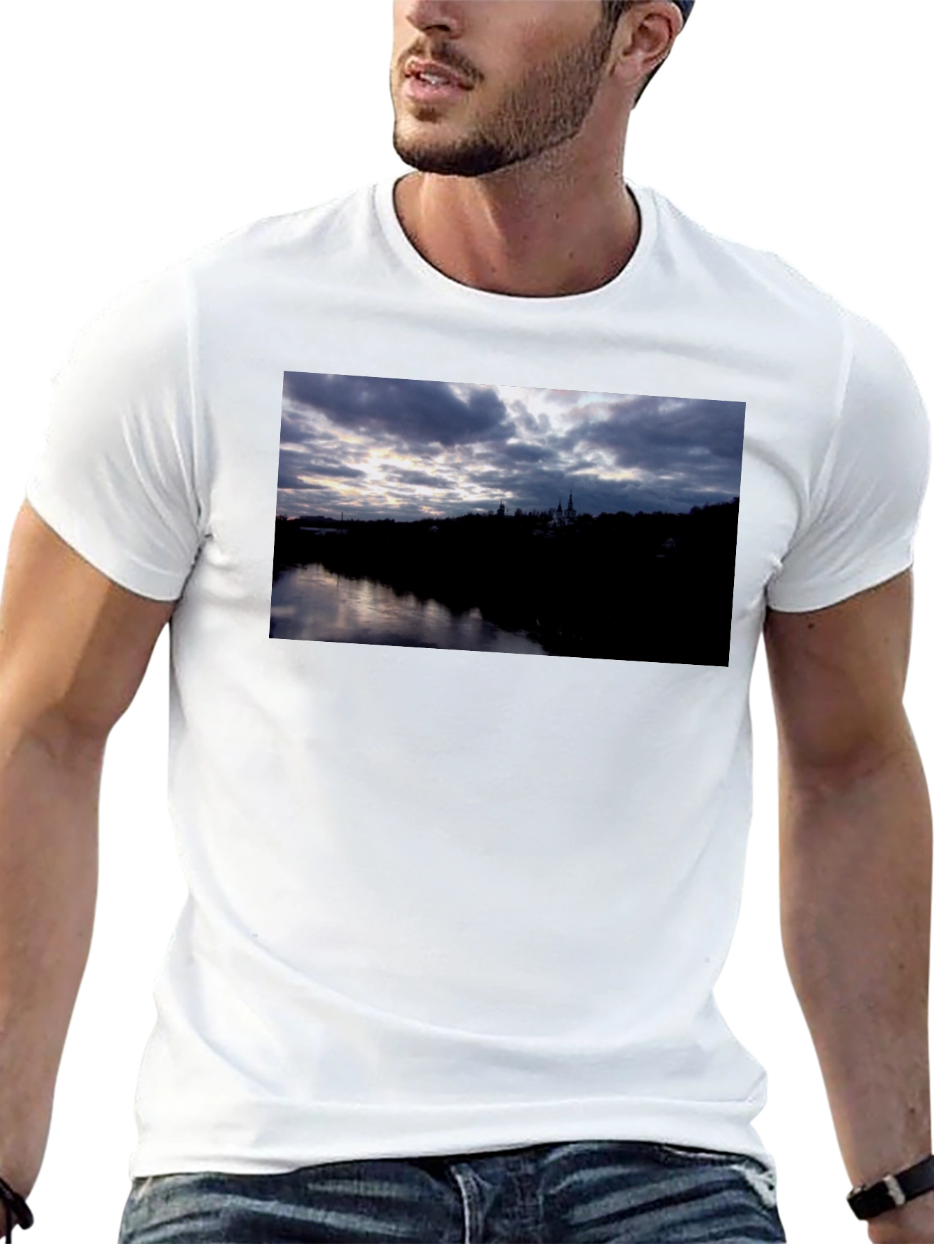 River View Graphic Tee - Black Cotton Comfort
