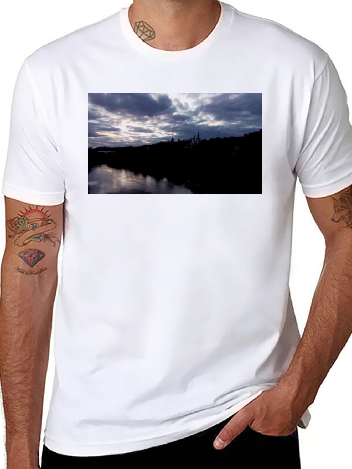 River View Graphic Tee - Black Cotton Comfort