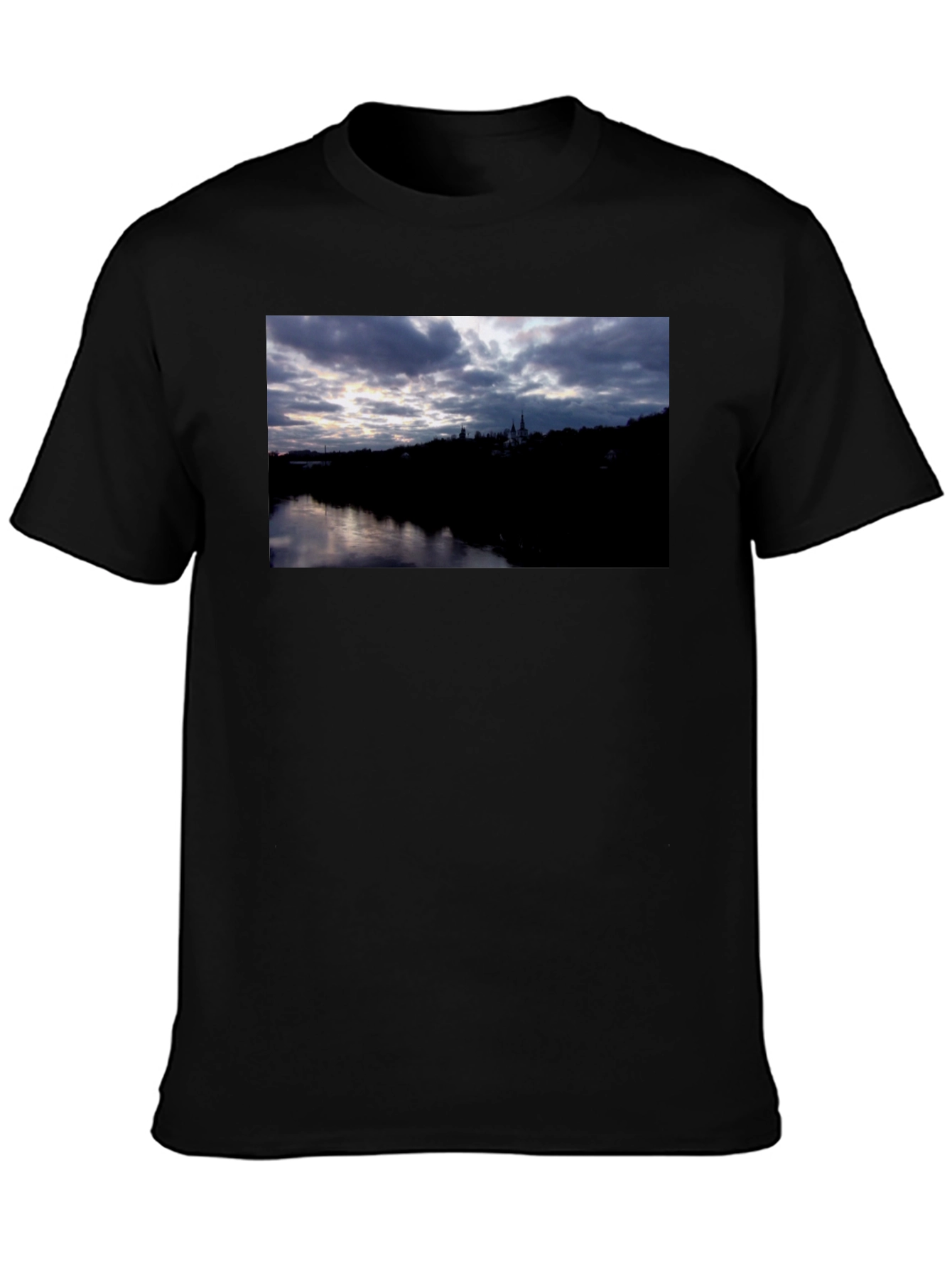 River View Graphic Tee - Black Cotton Comfort