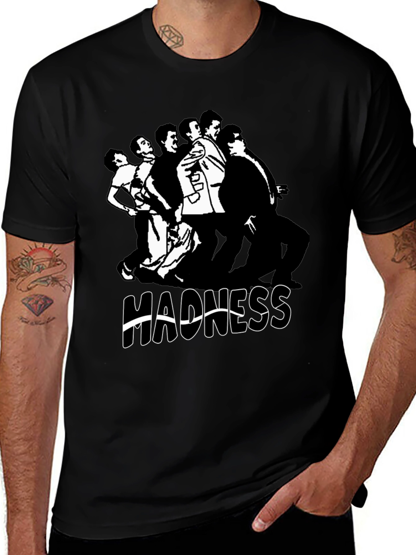 Madness Band T-Shirt Black Cotton Crew Neck Mens