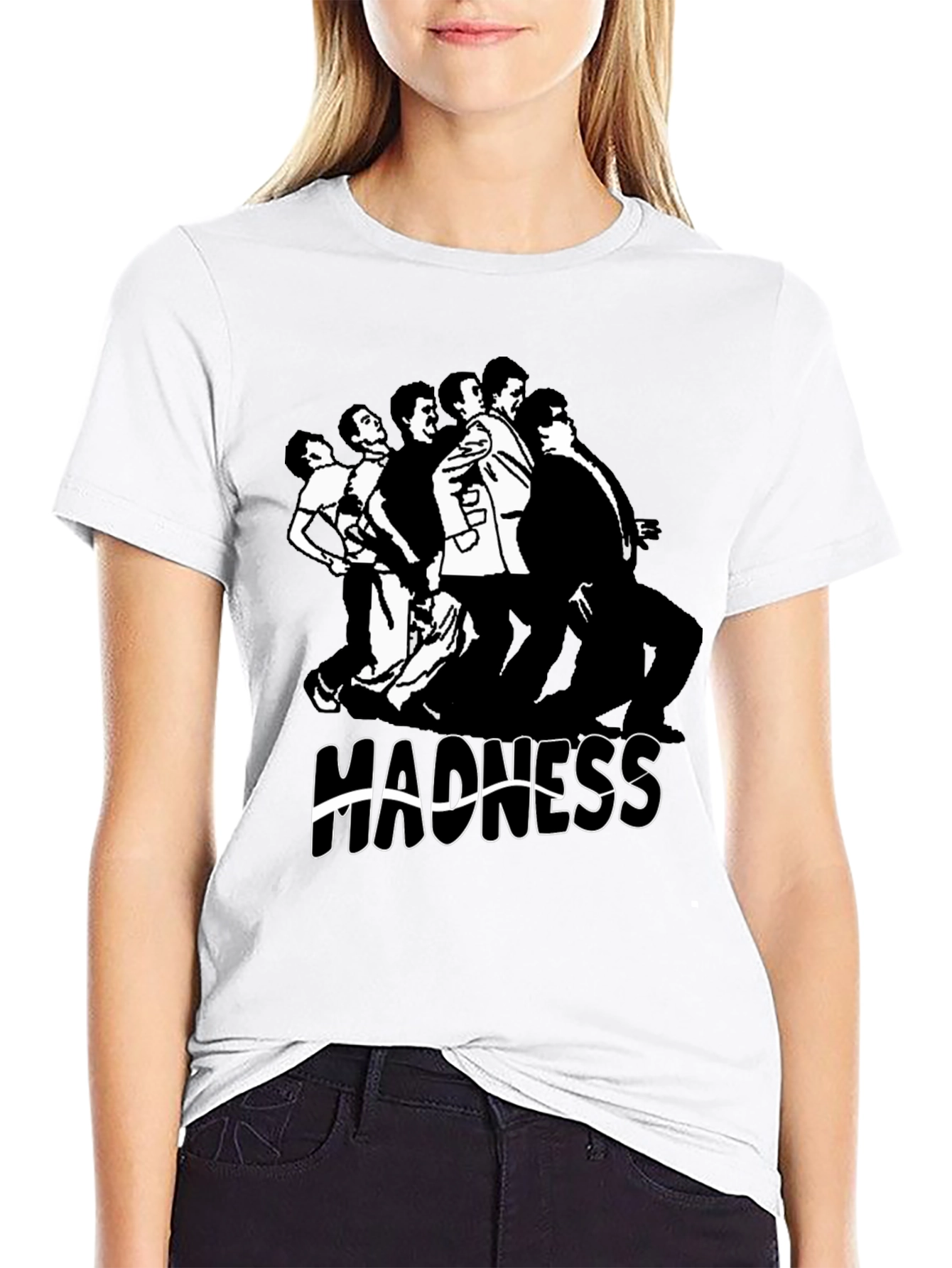 Madness Band T-Shirt Black Cotton Crew Neck Mens