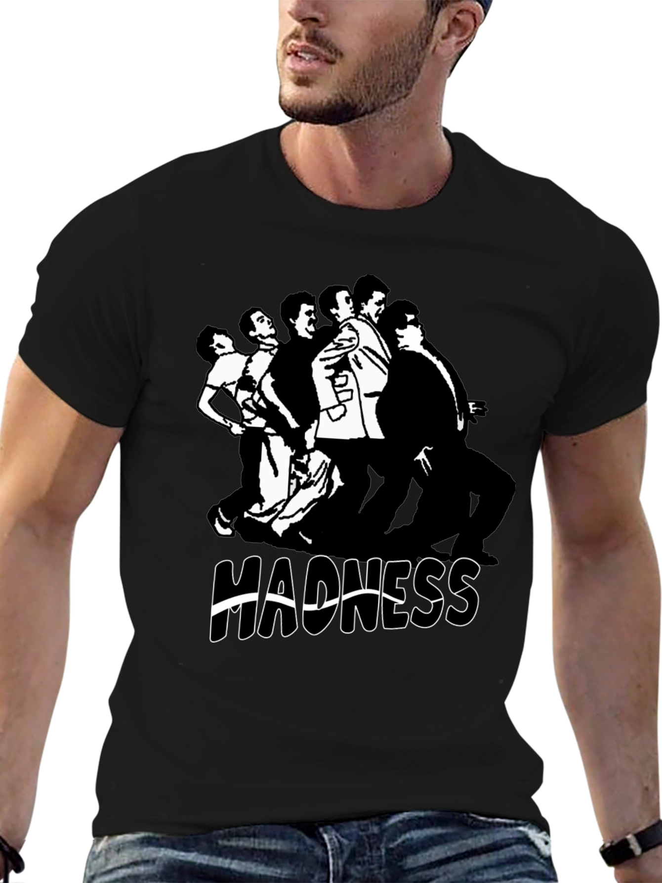 Madness Band T-Shirt Black Cotton Crew Neck Mens