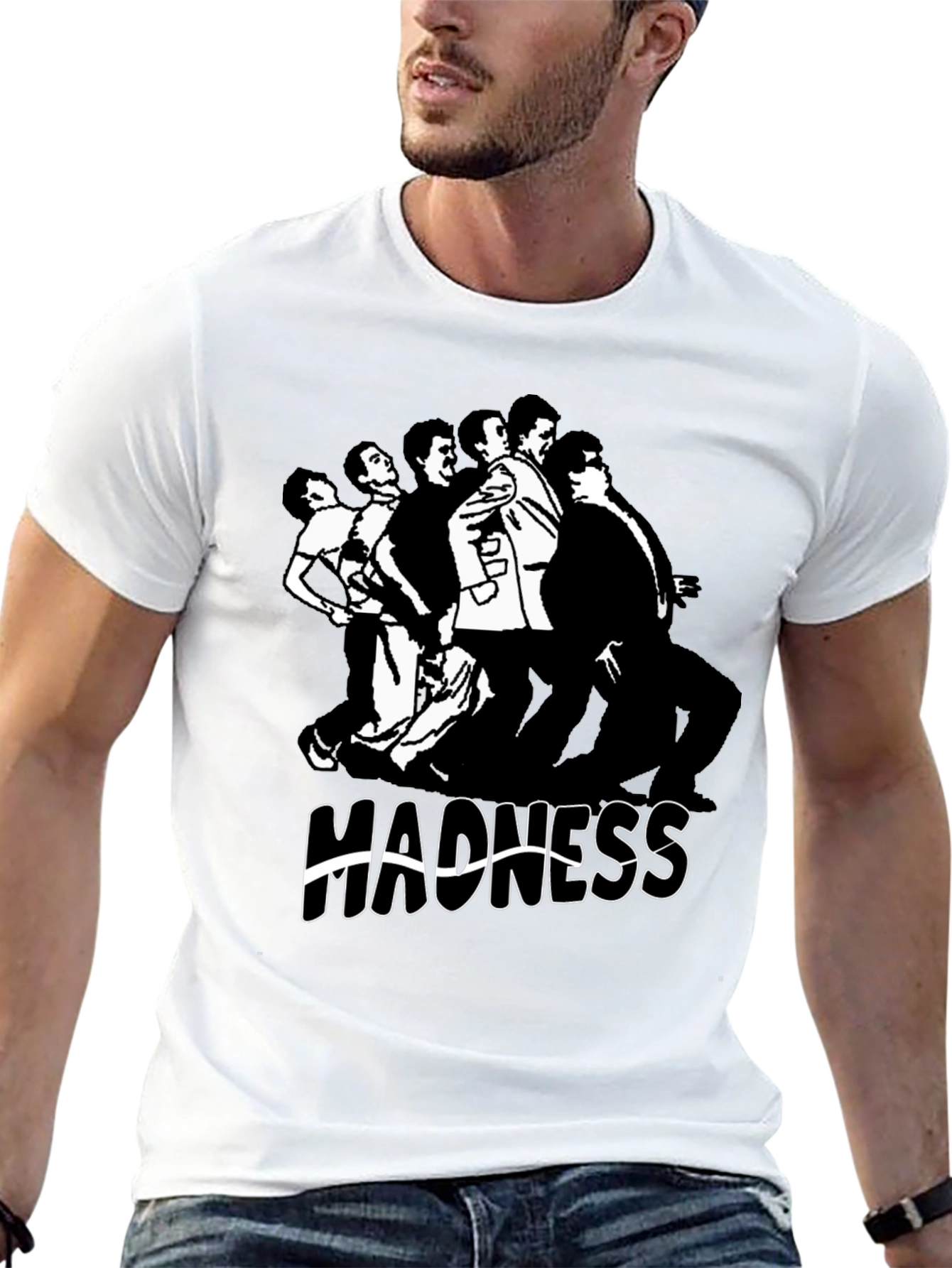 Madness Band T-Shirt Black Cotton Crew Neck Mens
