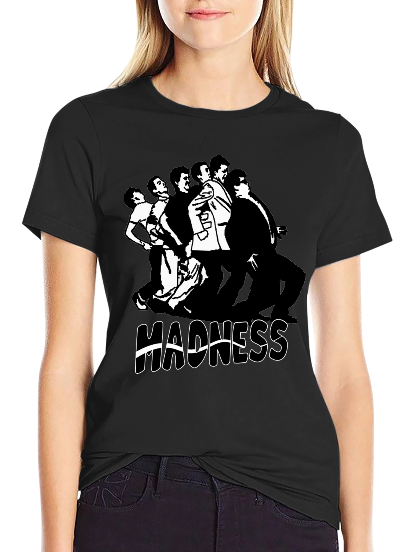 Madness Band T-Shirt Black Cotton Crew Neck Mens