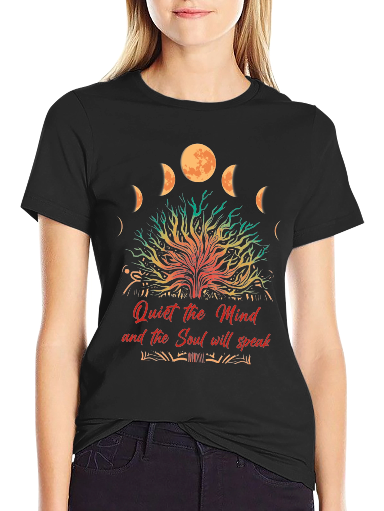 Quiet Mind Soul Speak Black Graphic T-Shirt