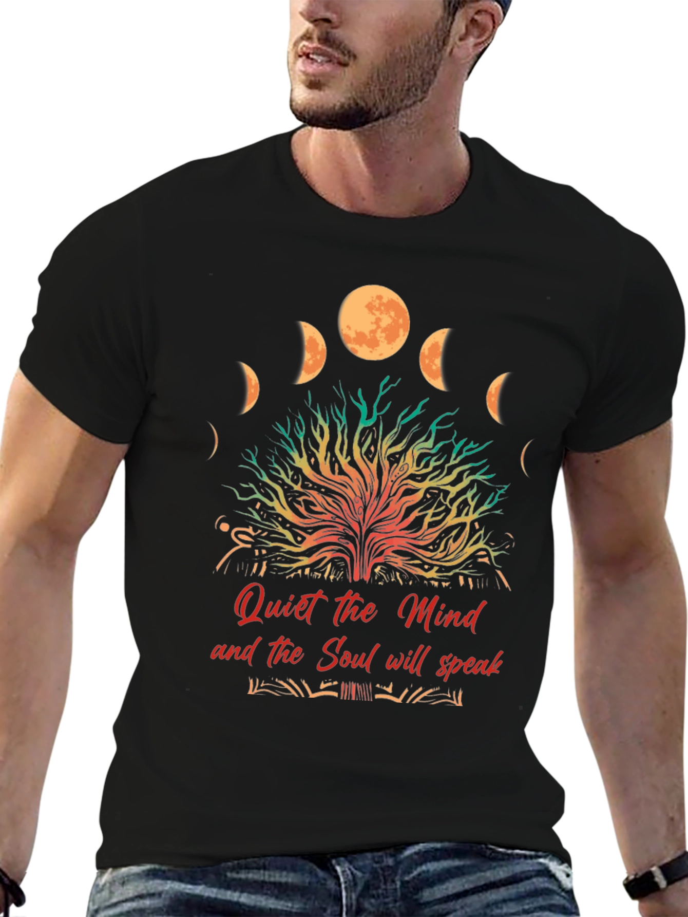 Quiet Mind Soul Speak Black Graphic T-Shirt