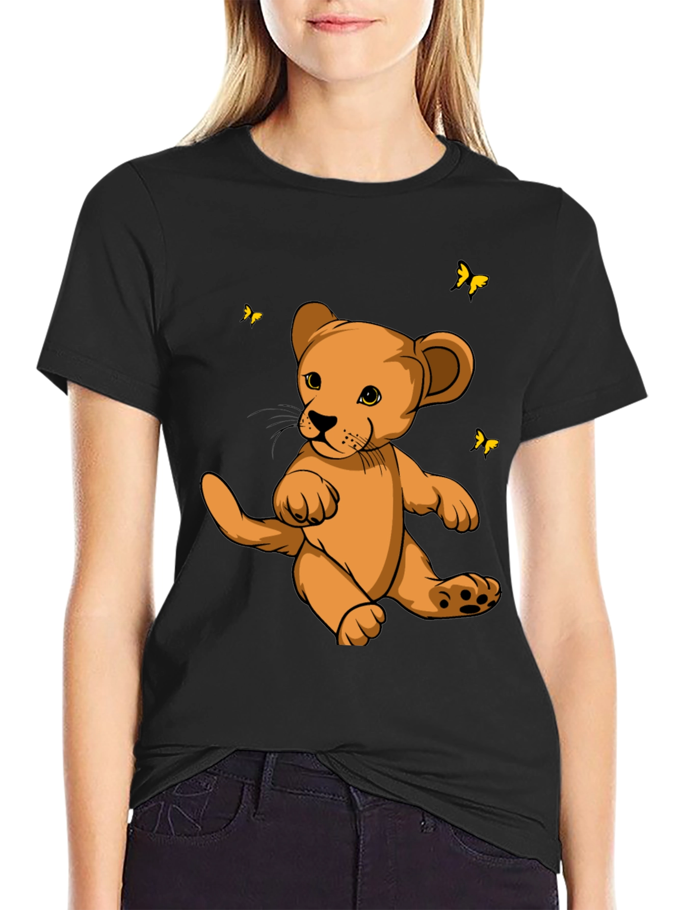Cute Lion Cub Graphic T-Shirt