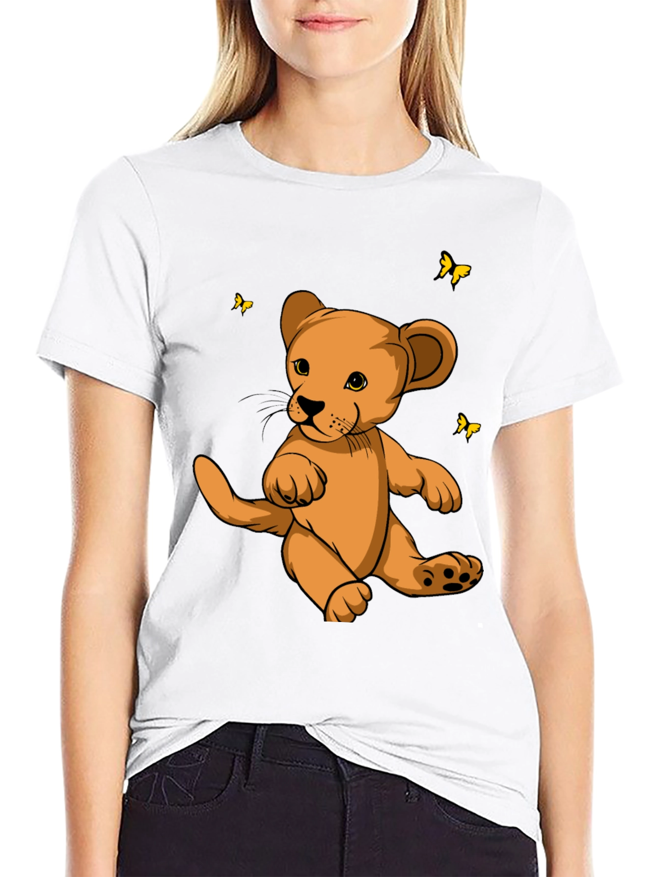 Cute Lion Cub Graphic T-Shirt