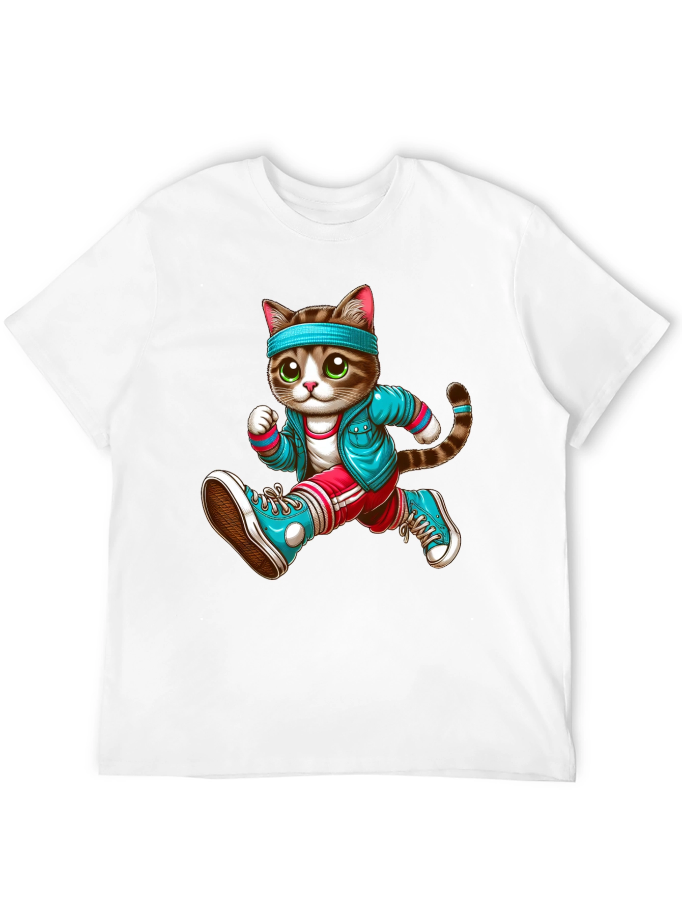 Running Cat Graphic Tee - Unisex Black T-Shirt