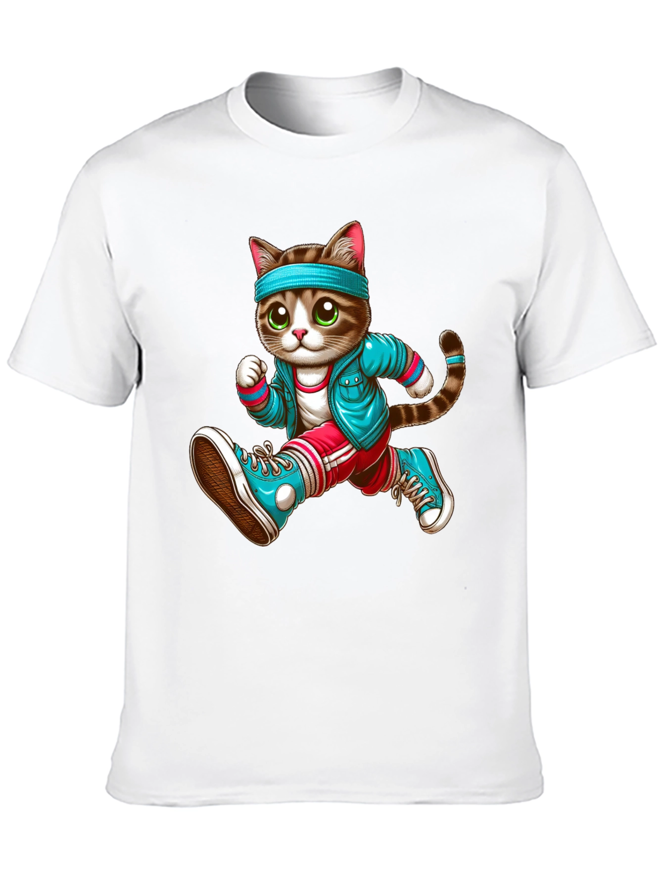Running Cat Graphic Tee - Unisex Black T-Shirt