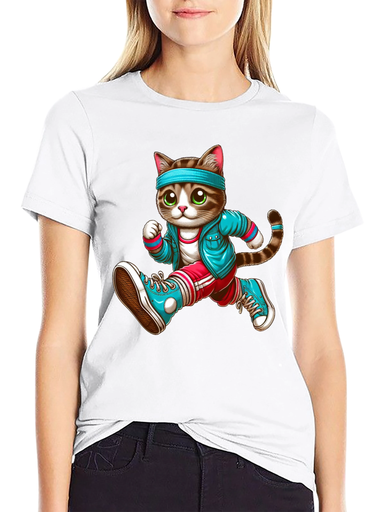 Running Cat Graphic Tee - Unisex Black T-Shirt